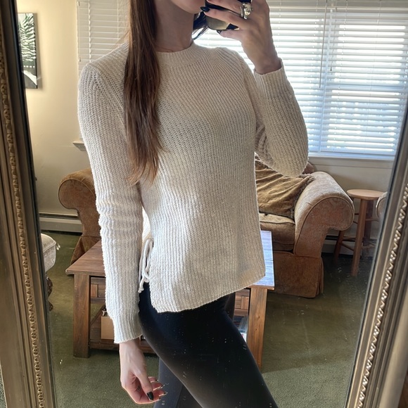 Woven Heart Sweaters - Woven Hearts Knit Lace Up Sweater